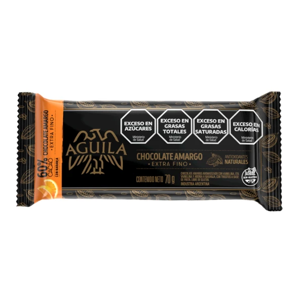 chocolate aguila 60% cacao con naranja