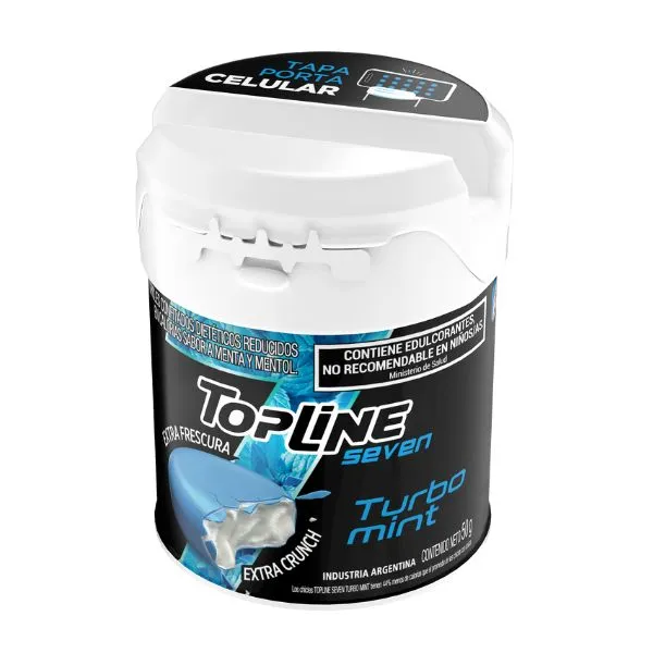 chicles confitados topline seven turbo mint pote sabor mentol