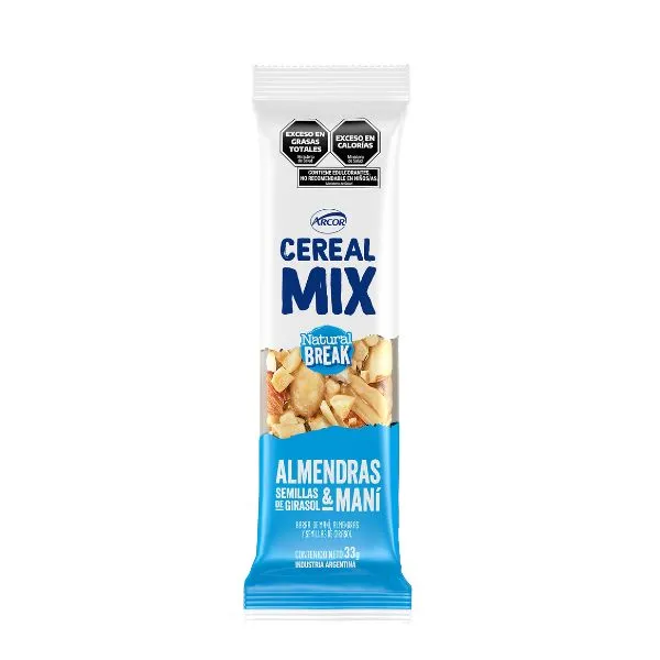 barra cereal mix pistacho & maní 38g, sabor único con frutos secos nutritivos.