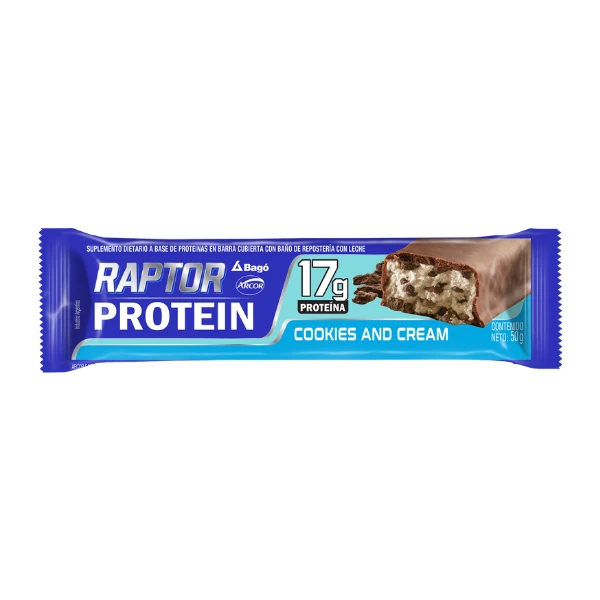 barra raptor protein sabor cookies y cream