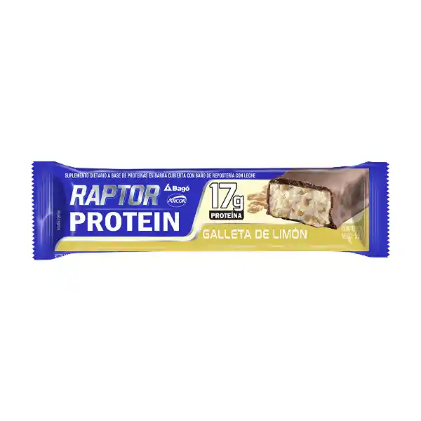 barra raptor protein sabor lemon cookie 17g de proteína